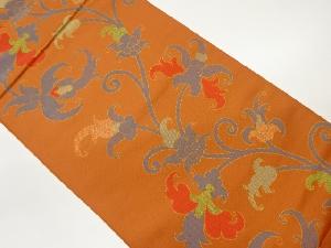 織悦製　花唐草模様織出し全通袋帯